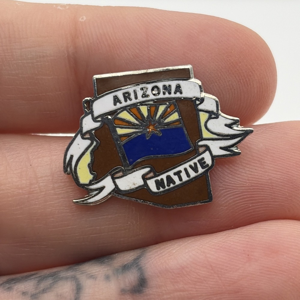 Arizona Native State Outline Flag Lapel Hat Pin
